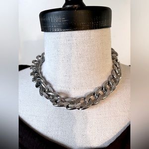Silver 16” chain chocker necklace.